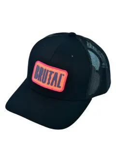 GORRA NEGRA LOGO NARANJA Y MORADO